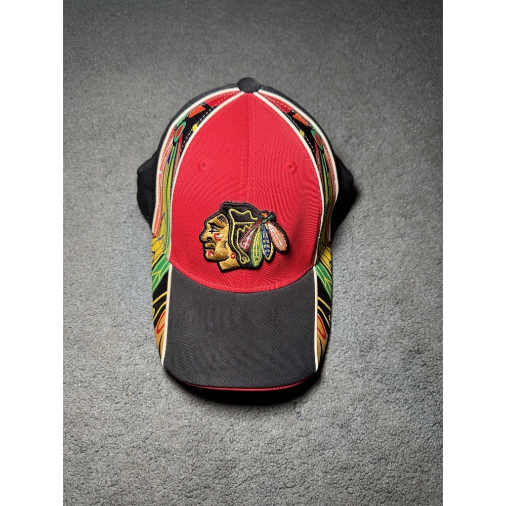 Chicago Blackhawks CCM Hat NHL Adjustable Strapback Graphic Y2K Cap